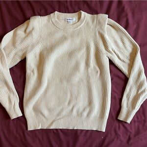 BB Dakota Cream Ribbed Crewneck Sweater